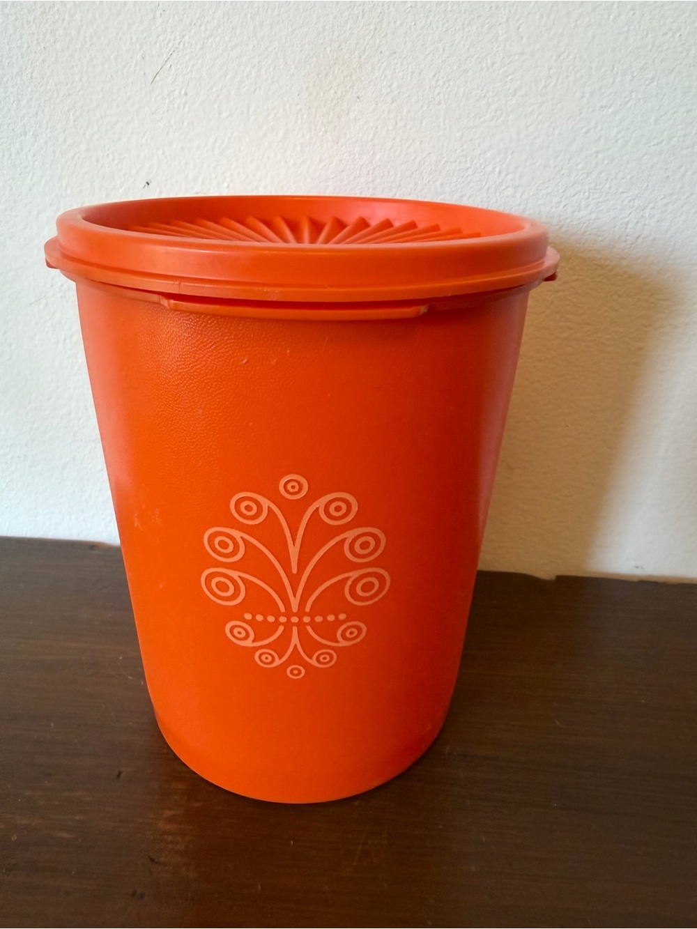 Vintage Orange Decorative Tupperware Container - Home Accents